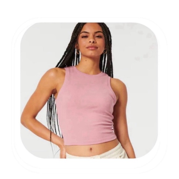 Hollister Pink Waffle Crop Tank Top Size Small - Picture 1 of 4